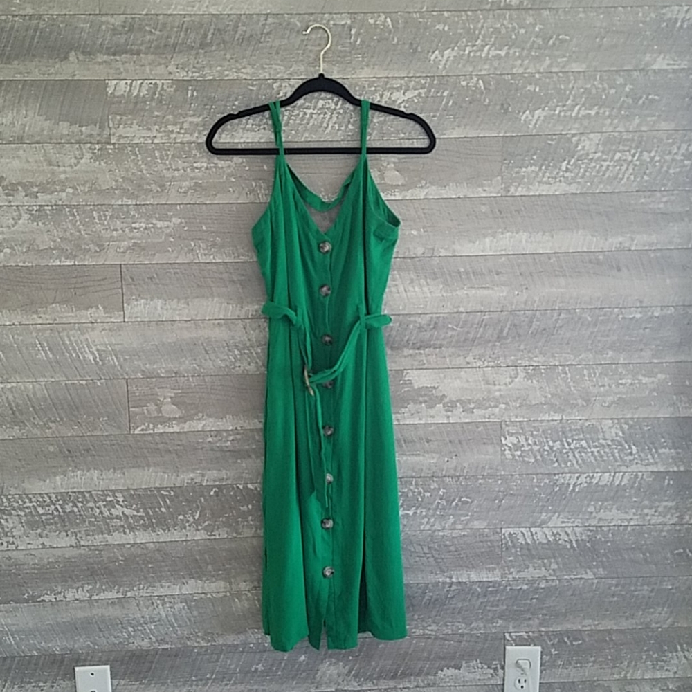 Button Up Emerald Green Dress